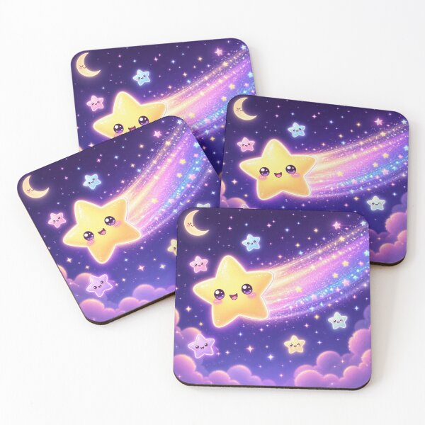 Item preview, Kawaii Shooting Star Rainbow Galaxy Cute Celestial Night Sky Pastel Space Art designed and sold by Cosmic Zodiac Studio.