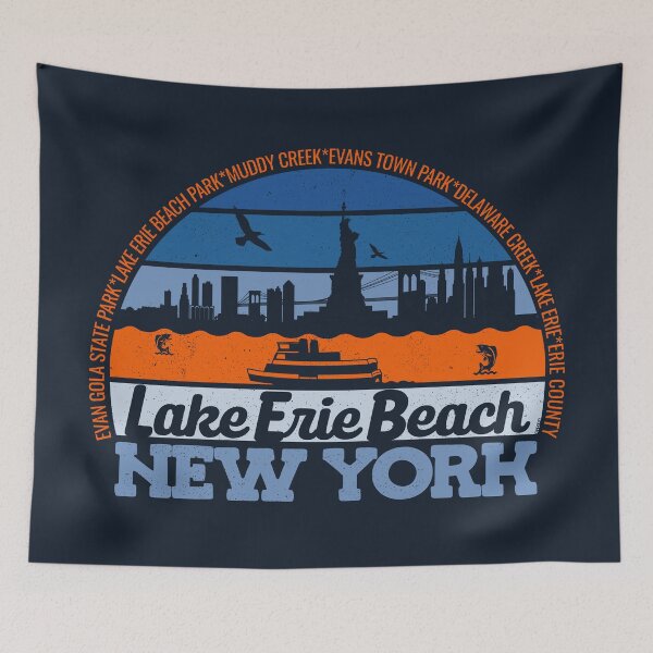 Item preview, Lake Erie Beach New York Sunset Retro Vintage Local Pride Logo designed and sold by CRHPOD20.
