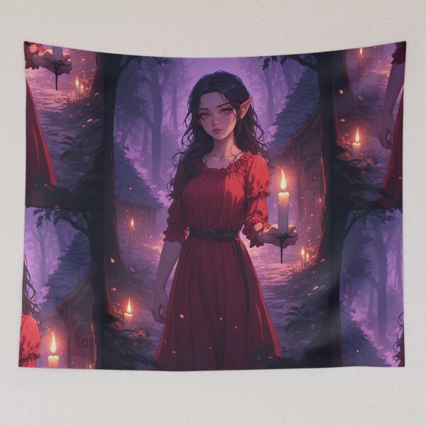 Item preview, Vampire woman with a candle in a forest designed and sold by ArtsJulian.