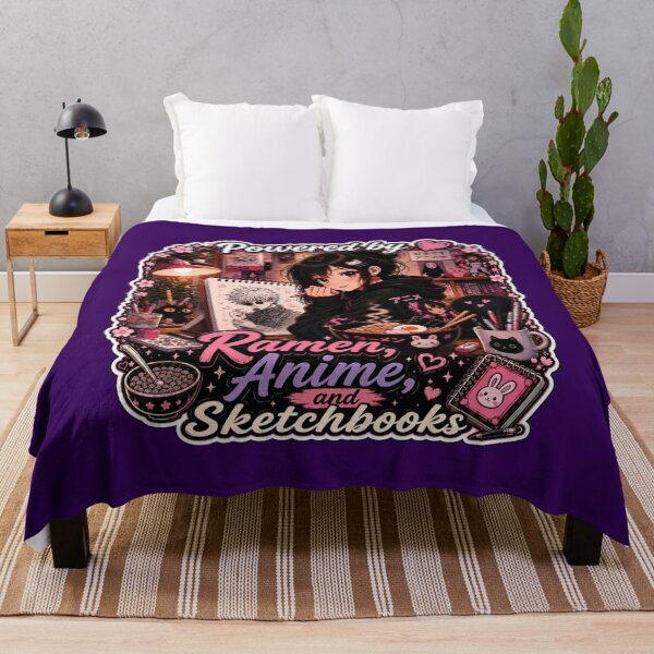 Item preview, Powered by Ramen Anime and Sketchbooks – Cozy Anime Girl Aesthetic Sticker designed and sold by Swanny's Custom T-shirt and Gift Designs.