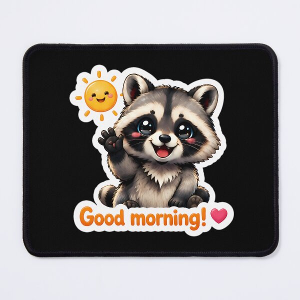 Item preview, Cute Raccoon Good Morning Sunshine Sticker designed and sold by LuisWorks.