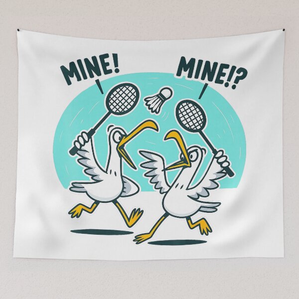 Item preview, Funny Badminton Birds Cartoon Racket Match Chaos designed and sold by allistermariam.
