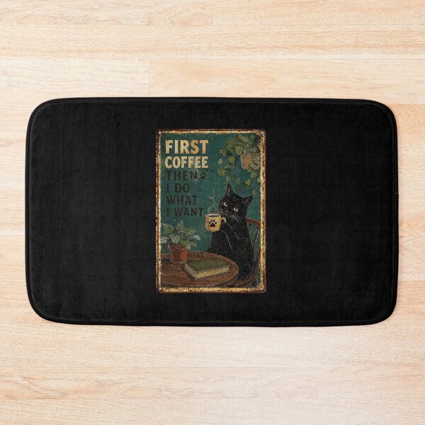 Item preview, Vintage Black Cat Coffee Quote With Cozy Moody Reading Room designed and sold by eliramaison.