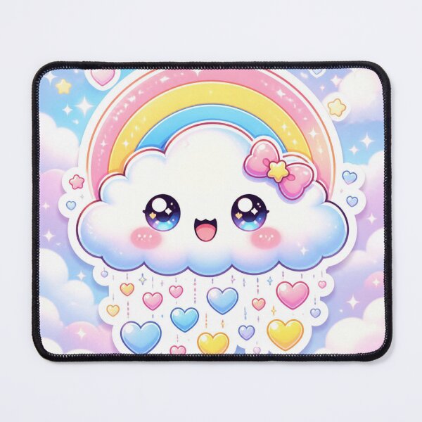 Item preview, Kawaii Rainbow Cloud Raining Hearts Cute Pastel Sticker Whimsical Love Art designed and sold by Cosmic Zodiac Studio.