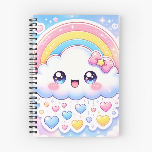 Item preview, Kawaii Rainbow Cloud Raining Hearts Cute Pastel Sticker Whimsical Love Art designed and sold by Cosmic Zodiac Studio.