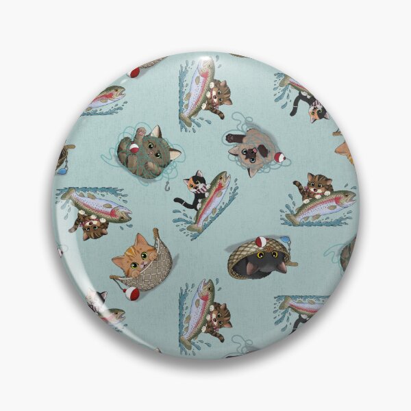 Item preview, Fishing Kittens Tossed Pattern – Cute Trout Cat Design designed and sold by DerpCat Sketches.