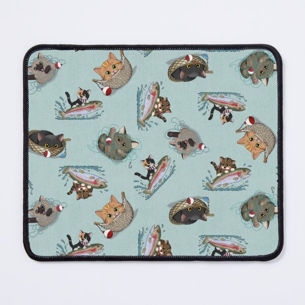 Item preview, Fishing Kittens Tossed Pattern – Cute Trout Cat Design designed and sold by DerpCat Sketches.