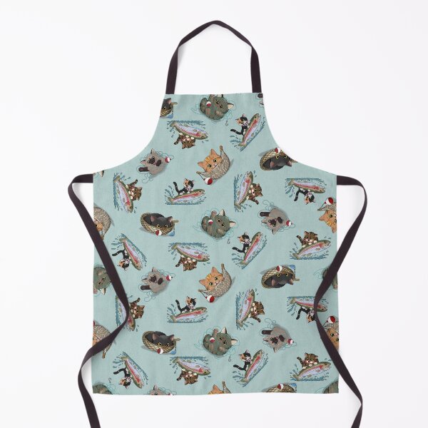 Item preview, Fishing Kittens Tossed Pattern – Cute Trout Cat Design designed and sold by DerpCat Sketches.