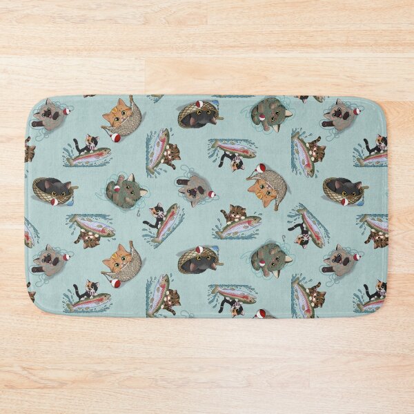 Item preview, Fishing Kittens Tossed Pattern – Cute Trout Cat Design designed and sold by DerpCat Sketches.