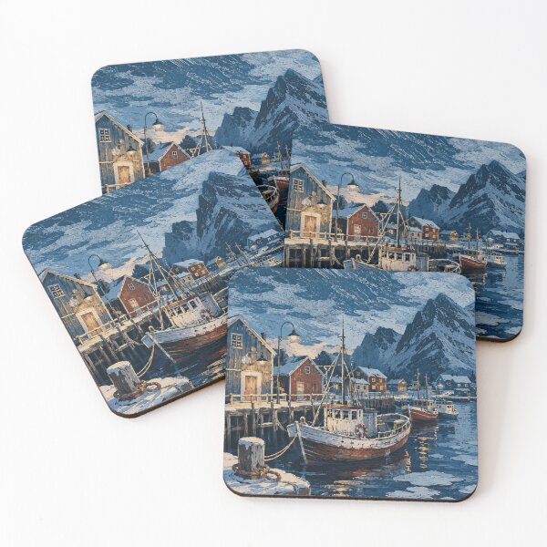 Item preview, Winter Fishing Village Harbor designed and sold by SaryaSmyth19.