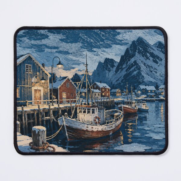 Item preview, Winter Fishing Village Harbor designed and sold by SaryaSmyth19.