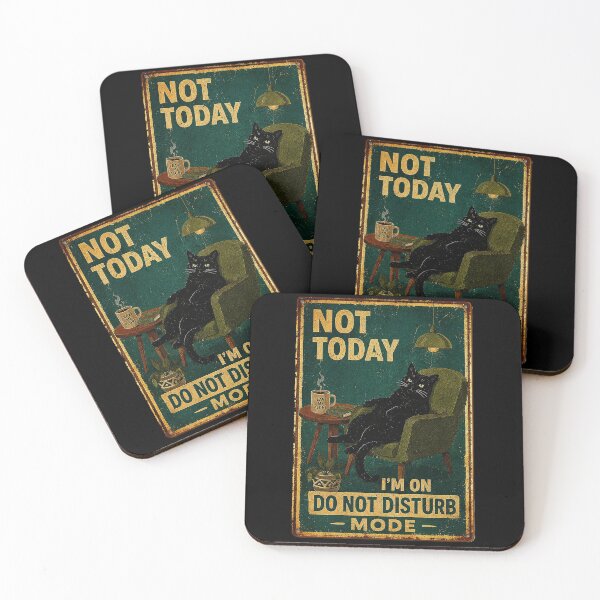Item preview, Lazy Black Cat Vintage Poster With Do Not Disturb Coffee Mood designed and sold by eliramaison.