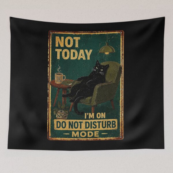 Item preview, Lazy Black Cat Vintage Poster With Do Not Disturb Coffee Mood designed and sold by eliramaison.