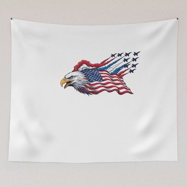 Item preview, Patriotic American Eagle Flag with Fighter Jets designed and sold by HUTEND.