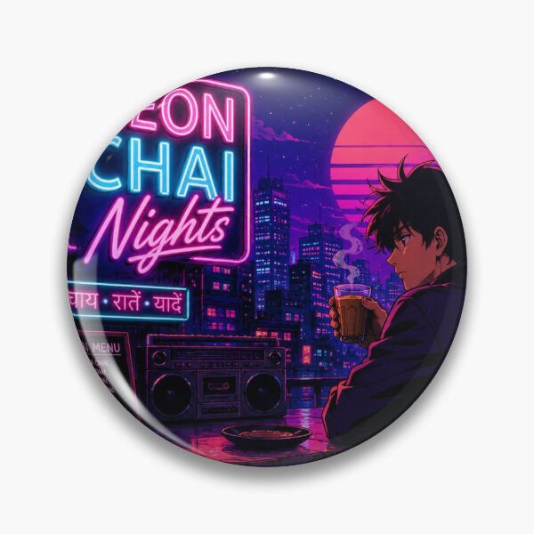 Item preview, Neon chai nights Lo-fi cyberpunk cityscape  designed and sold by Priyan96.