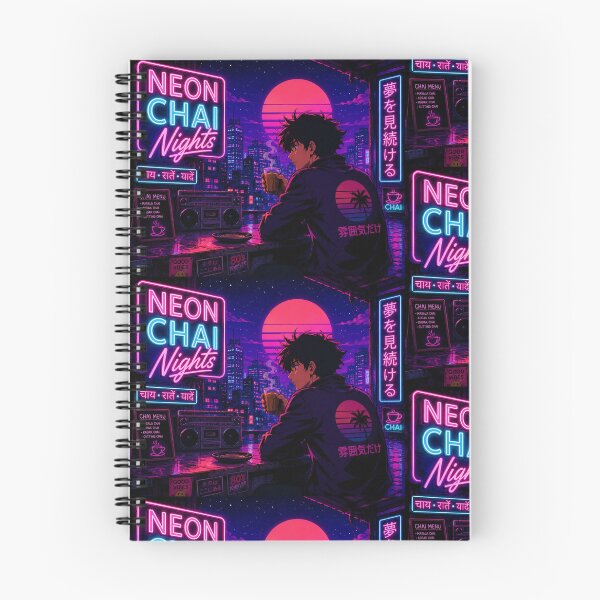 Item preview, Neon chai nights Lo-fi cyberpunk cityscape  designed and sold by Priyan96.