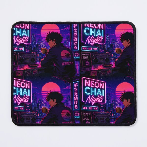Item preview, Neon chai nights Lo-fi cyberpunk cityscape  designed and sold by Priyan96.