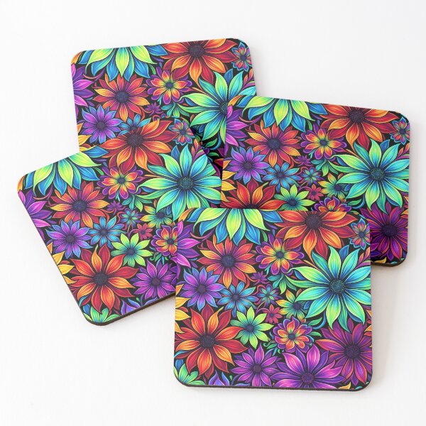 Item preview, Psychedelic Neon Rainbow Floral Garden Pattern designed and sold by LuisWorks.
