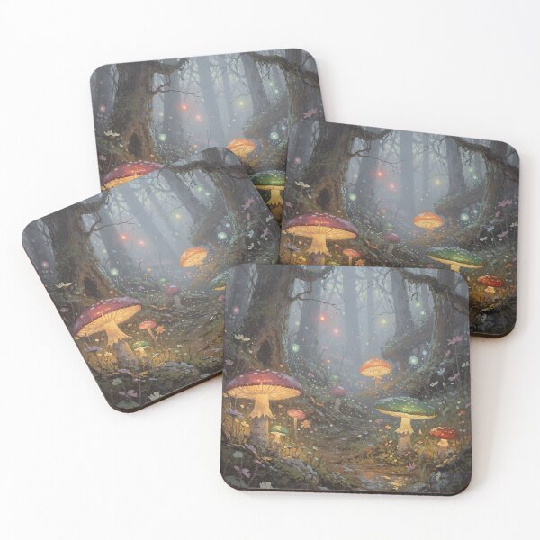 Item preview, Enchanted Mushroom Forest Fantasy Art | Glowing Fairycore Woodland Scene designed and sold by cr6zym1nd.
