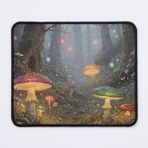 Item preview, Enchanted Mushroom Forest Fantasy Art | Glowing Fairycore Woodland Scene designed and sold by cr6zym1nd.