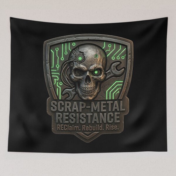 Item preview, 3D Scrap-Metal Resistance Industrial Cyberpunk Cres designed and sold by HoshisWorld2018.