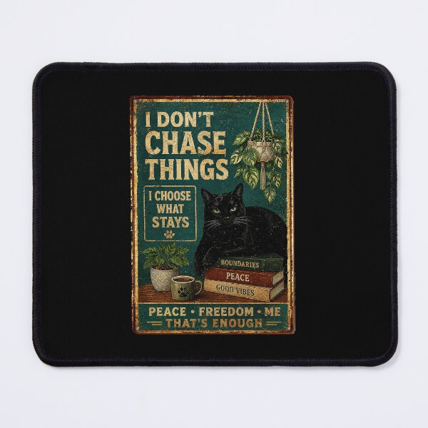 Item preview, Vintage Black Cat Boundaries Quote With Cozy Peaceful Home Vibes designed and sold by eliramaison.