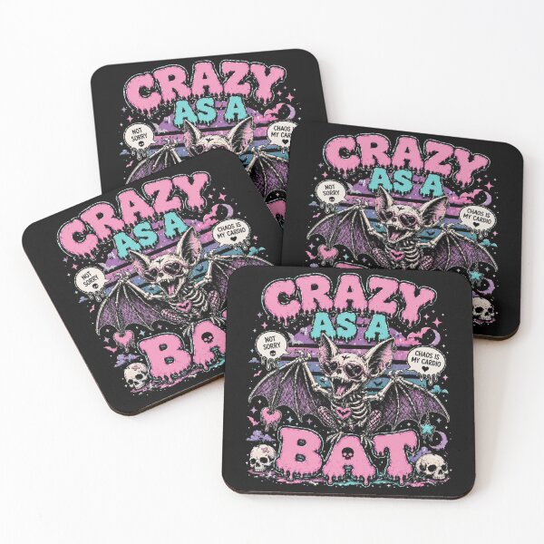 Item preview, Crazy As A Bat Skeleton Bat Goth T-Shirt – Chaotic Pastel Goth Bat designed and sold by printedartgoods.