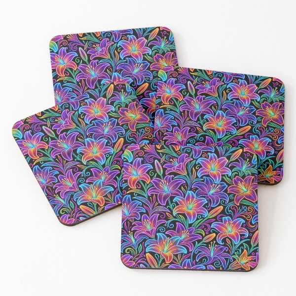 Item preview, Intricate Neon Glow Lilies Pattern designed and sold by LuisWorks.