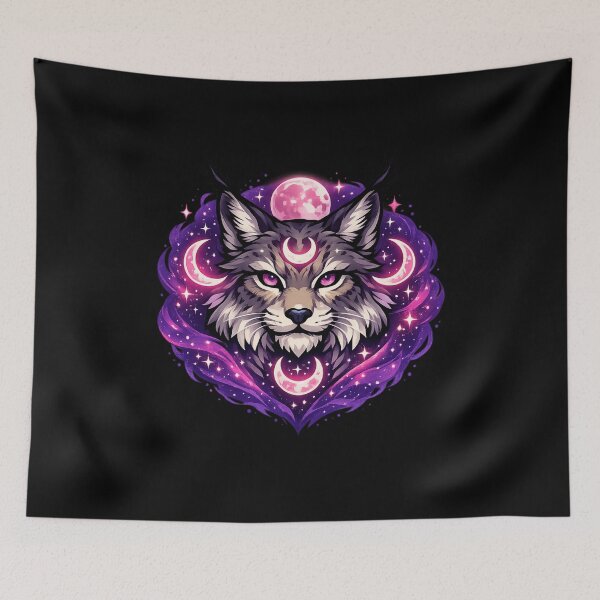 Item preview, Shadow Lynx Spirit Cosmic Moon Guardian designed and sold by tineldesign.