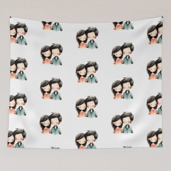 Item preview, Cute Romantic Couple Minimal Aesthetic Drawing designed and sold by JaiSoftStudio.