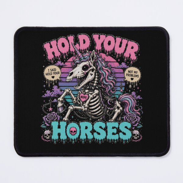 Item preview, Hold Your Horses Skeleton Unicorn Goth T-Shirt – Pastel Goth Unicorn designed and sold by printedartgoods.