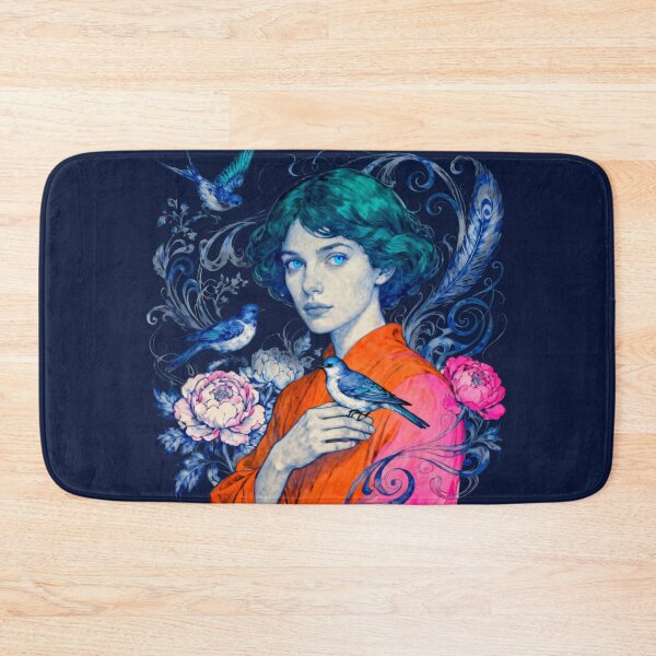 Item preview, Blue Eyed Dreamer with Birds and Peonies designed and sold by KiraChie.