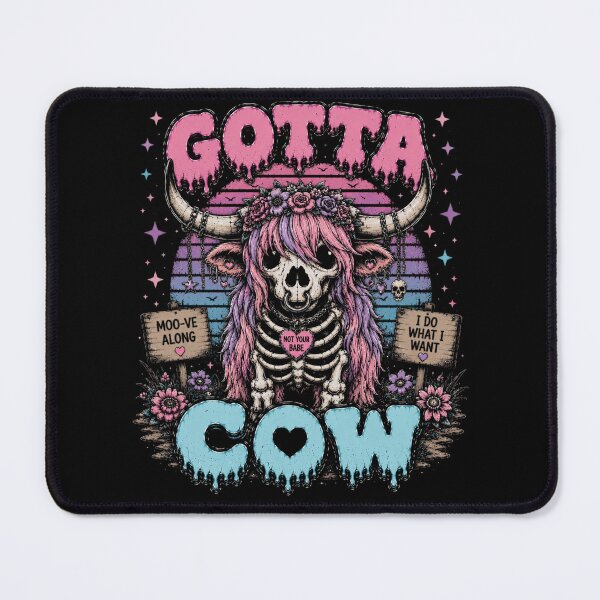 Item preview, Gotta Cow Skeleton Cow Goth T-Shirt – Pastel Gothic Cowgirl designed and sold by printedartgoods.