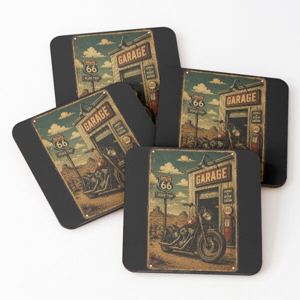 Item preview, Vintage Route 66 Garage Motorcycle Desert Road Trip designed and sold by Modaozushi216.