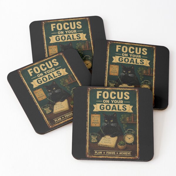 Item preview, Black Cat Motivation Vintage Focus Goals Retro Productivity designed and sold by eliramaison.