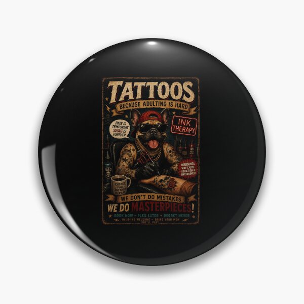 Item preview, Funny Tattoo Bulldog Vintage Ink Therapy Retro Poster designed and sold by Modaozushi216.