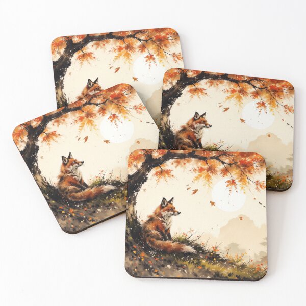 Item preview, Fox Beneath the Autumn Tree — Japanese Lofi Art designed and sold by Mugen-Champloo.