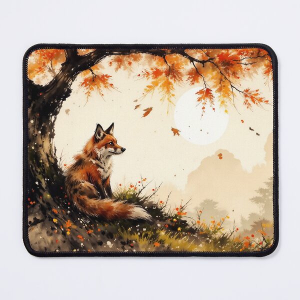 Item preview, Fox Beneath the Autumn Tree — Japanese Lofi Art designed and sold by Mugen-Champloo.