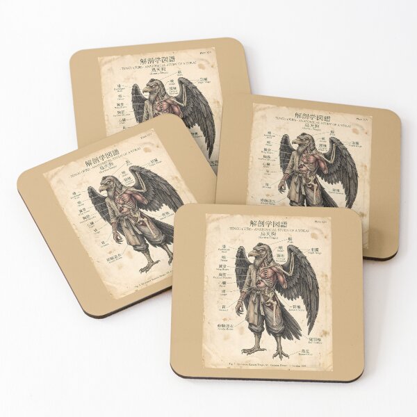 Item preview, Karasu Tengu Anatomical Diagram Vintage Yokai designed and sold by SplashTastic.