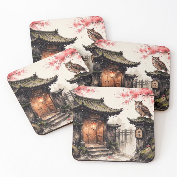 Item preview, Owl at the Sakura Gate — Cherry Blossom Night Art designed and sold by Mugen-Champloo.
