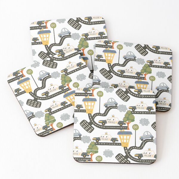 Item preview, Cute Cartoon Police Car Road - Kids Nursery Pattern designed and sold by nora8820.