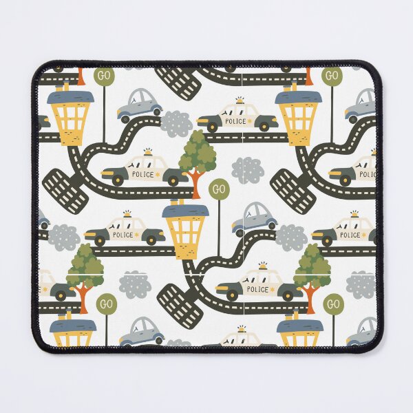 Item preview, Cute Cartoon Police Car Road - Kids Nursery Pattern designed and sold by nora8820.
