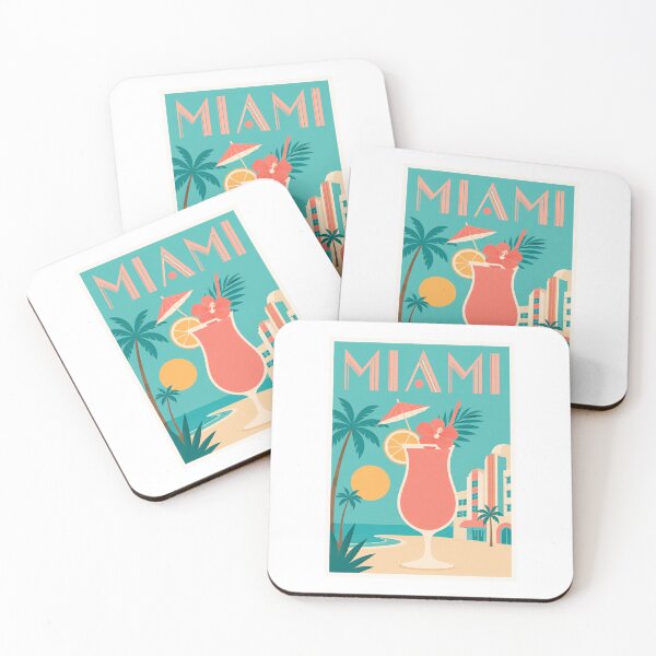Item preview, Miami Beach Tropical Cocktail Travel Poster designed and sold by Beyond Destinations.