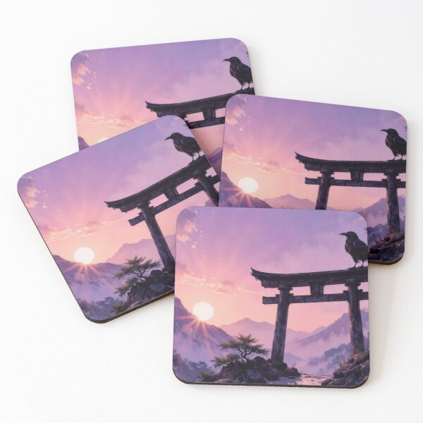Item preview, Crow on Torii Gate at Purple Dusk designed and sold by Mugen-Champloo.