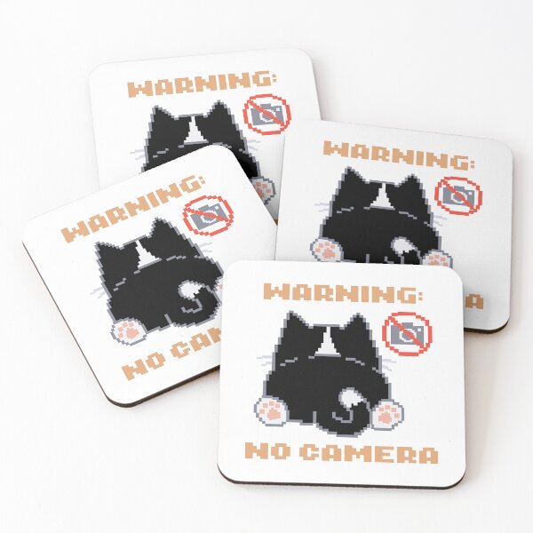 Item preview, Warning: No Camera │ Pixel Cat designed and sold by sixsixsix.shop.