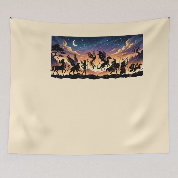 Item preview, Mythical Spirits Silhouette Twilight Landscape designed and sold by SplashTastic.