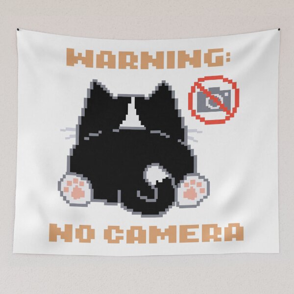 Item preview, Warning: No Camera │ Pixel Cat designed and sold by sixsixsix.shop.