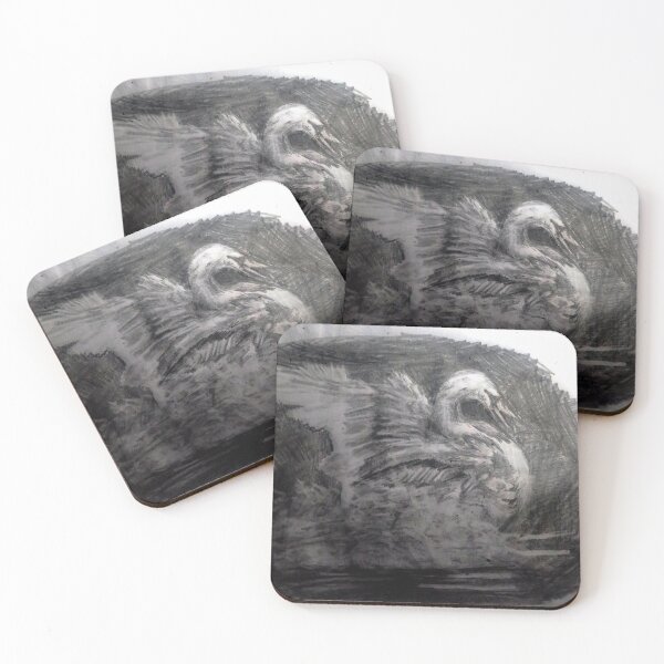 Item preview, Black and white swan in lake pencil portrait  designed and sold by Shukasya-Arts.