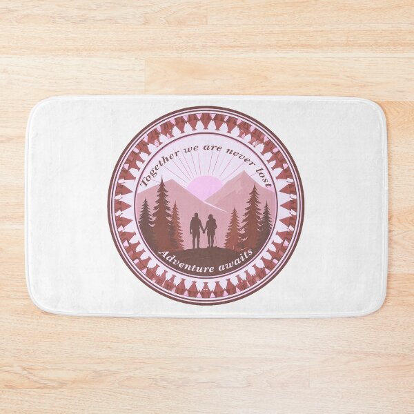 Item preview, Together we are never lost couple hiking badge rose pink romantic print designed and sold by icemanphotos.