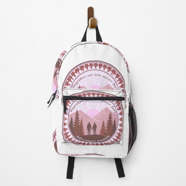 Item preview, Together we are never lost couple hiking badge rose pink romantic print designed and sold by icemanphotos.